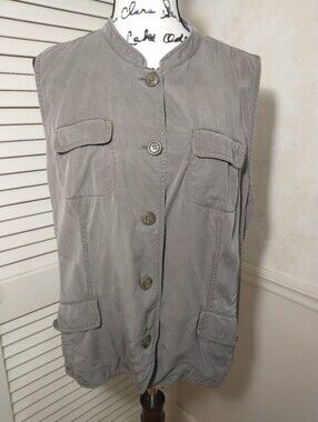 J. Jill 100% Tencel Kakhi Brown Vest, Size XL, Summer, Gramcore, Cottagecore